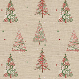 Nordfavn Crisp – Juleakrylduk med juletrær i rødt og grønt, mønster