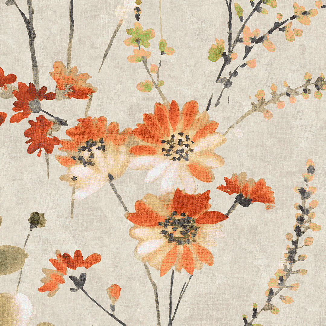 Nordfavn Cristel – Akrylduk med ville blomster i varme høstfarger, nærbilde