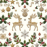 Nordfavn Destello – Akrylduk med gylne reinsdyr og klassiske julemotiver, mønster