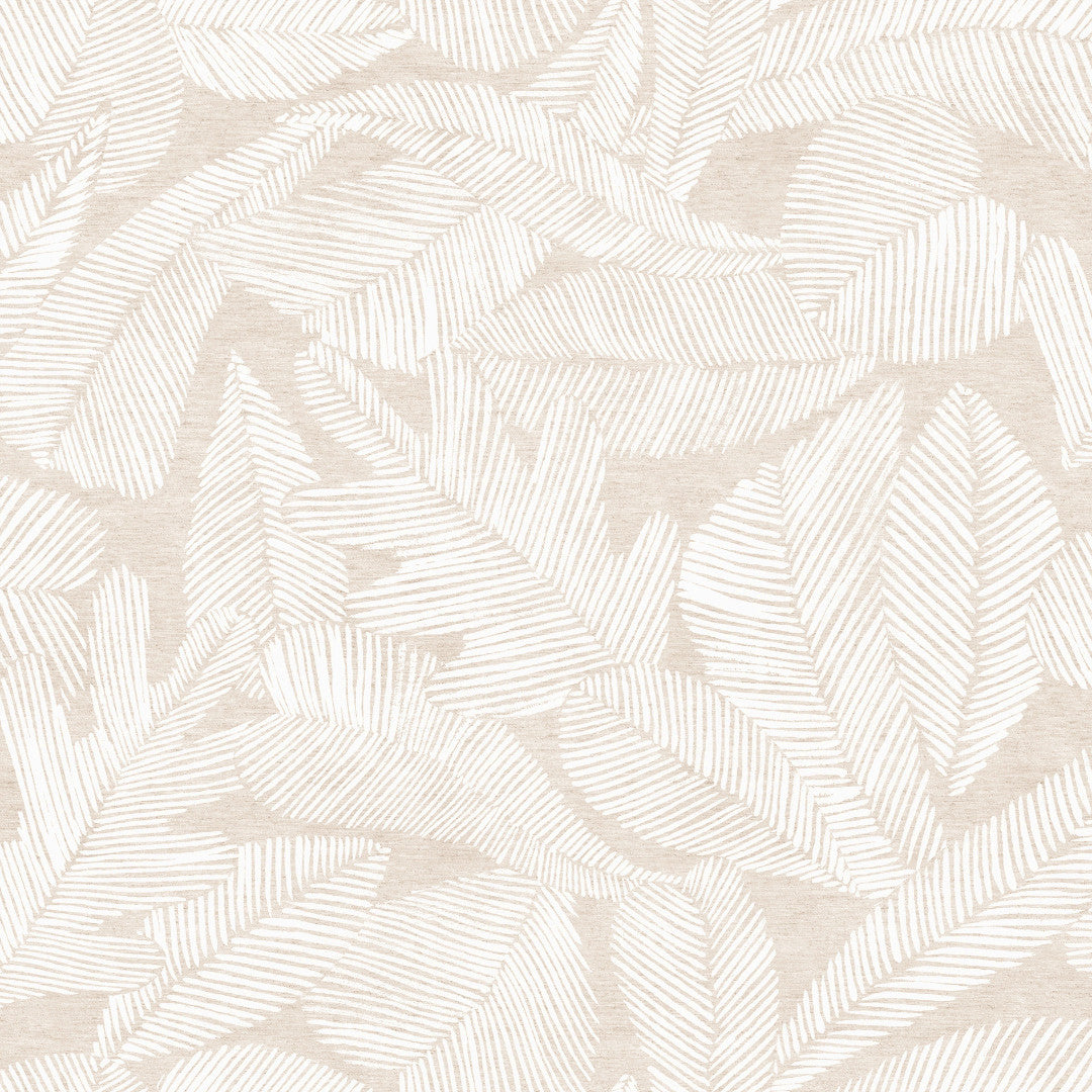 Nordfavn Edna – Akrylduk med diskré bladmønster på sandfarget bunn