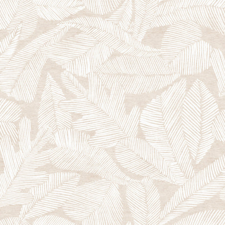 Nordfavn Edna – Akrylduk med diskré bladmønster på sandfarget bunn