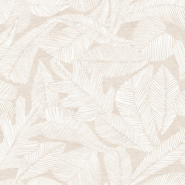 Nordfavn Edna – Akrylduk med diskré bladmønster på sandfarget bunn