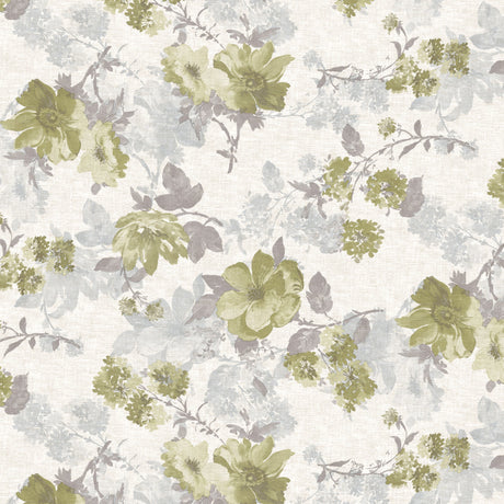 Nordfavn Elisabeth Grønn – Voksduk med klassisk blomstertrykk mønster