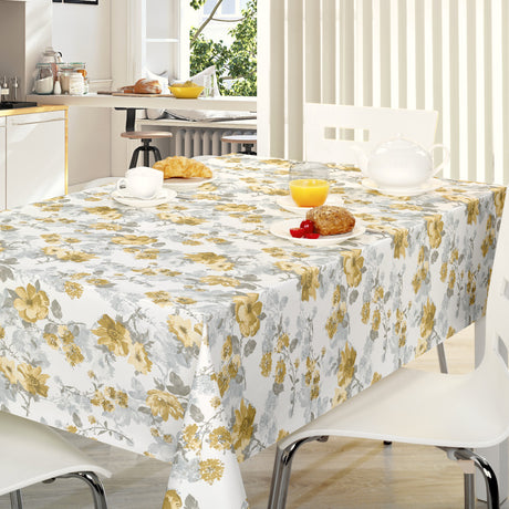 Nordfavn Elisabeth Gul – Voksduk med romantisk blomstertrykk