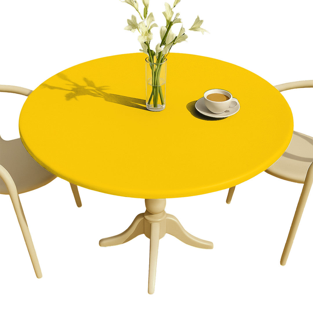 Nordfavn Uni Empire Gul – Ensfarget rund voksduk med strikk