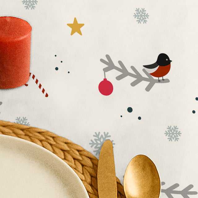 Nordfavn Eve – Juleakrylduk med små fugler og greiner, nærbilde