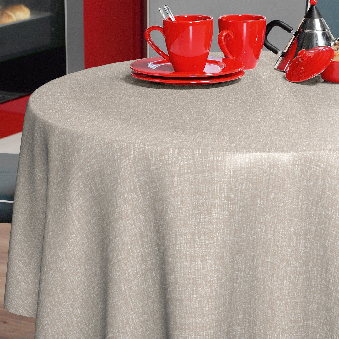 Nordfavn Fine Weave Linen – Pregede runde voksduker med strikk med diskret tekstiluttrykk