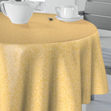 Nordfavn Fine Weave Mustard – Glatt runde voksduker med strikk med diskret tekstiluttrykk