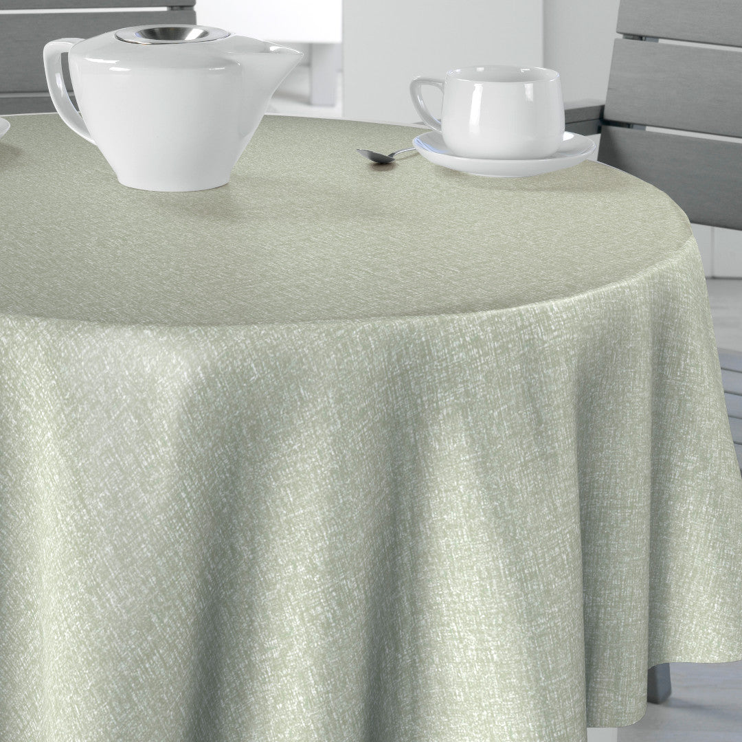 Nordfavn Fine Weave Sage – Glatt runde voksduker med strikk med diskret tekstiluttrykk