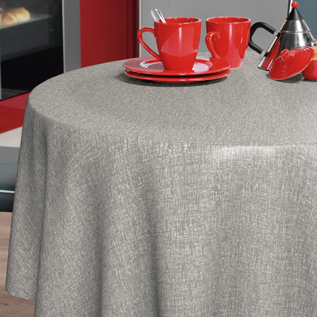 Nordfavn Fine Weave Stone – Pregede runde voksduker med strikk med diskret tekstiluttrykk