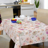 Nordfavn Gerbera Beige – Voksduk med blomster i lintrykk, miljø