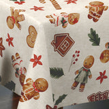 Nordfavn Gingerbread Lyst linlook – Julevoksduk med pepperkaker, hjørne