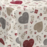 Nordfavn Hati Natur – Voksduk med dekorativt hjertemønster hjørne