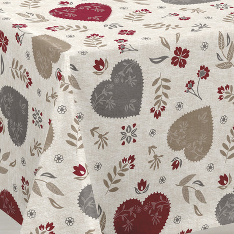 Nordfavn Hati Natur – Voksduk med dekorativt hjertemønster hjørne