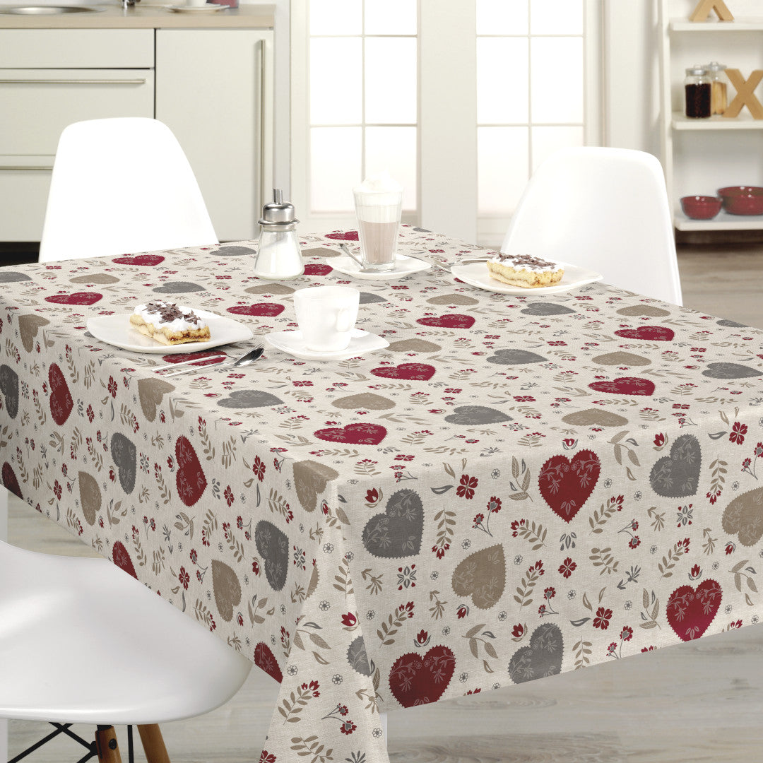 Nordfavn Hati Natur – Voksduk med dekorativt hjertemønster