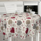 Nordfavn Hati Natur – Voksduk med dekorativt hjertemønster rund