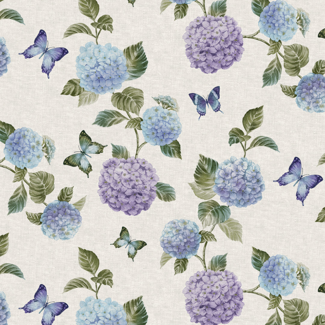 Nordfavn Hortensia Have Blå – Voksduk med sommerfugler