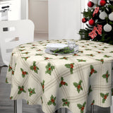 Nordfavn Houx de Noël – Rund klassisk julevoksduk med kristtorn