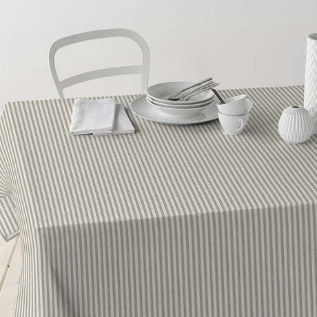 Nordfavn Ibiza Duegrå – Akrylduk med tverrgående striper i linlook, bord