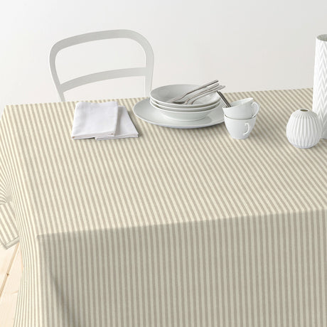 Nordfavn Ibiza Lys Sand – Akrylduk med tverrgående striper i linlook, bord