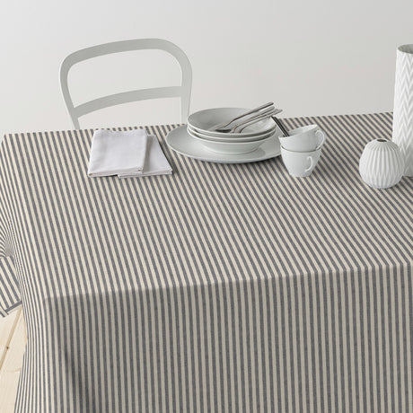 Nordfavn Ibiza Stengrå – Akrylduk med tverrgående striper i linlook, bord