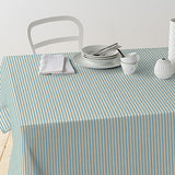 Nordfavn Ibiza Støvet Blå – Akrylduk i linlook med tverrgående striper, bord