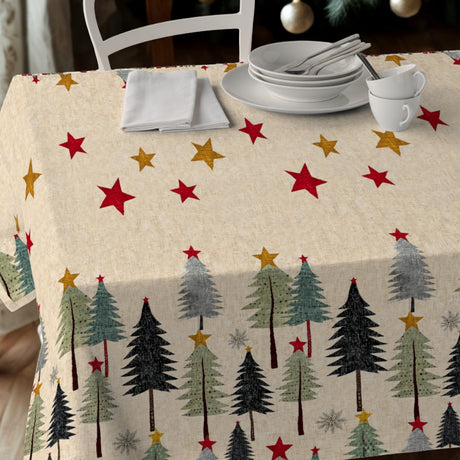 Nordfavn Joy – Juleakrylduk med juletrær og stjerner