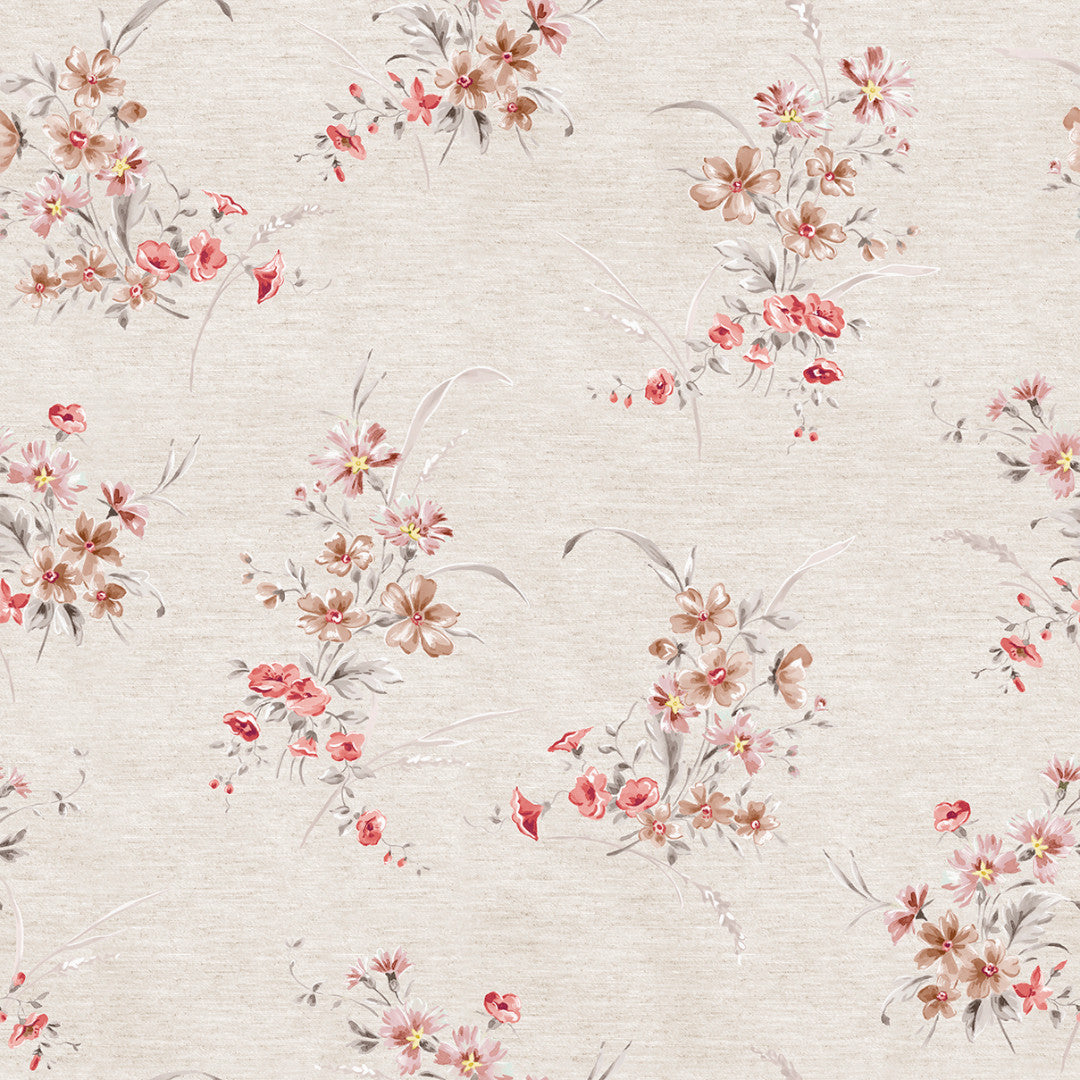 Nordfavn Kassia – Akrylduk med blomster på lys naturfarget bunn