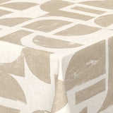 Nordfavn Manu Beige – Voksduk med grafisk mønster i lintrykk, hjørne