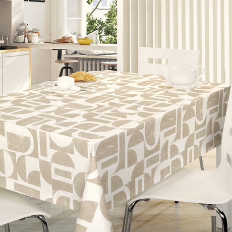 Nordfavn Manu Beige – Voksduk med grafisk mønster i lintrykk, miljø