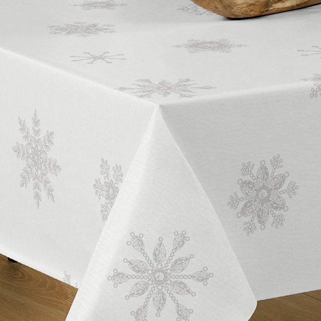 Nordfavn Marilyn – Lys grå julevoksduk med iskrystaller