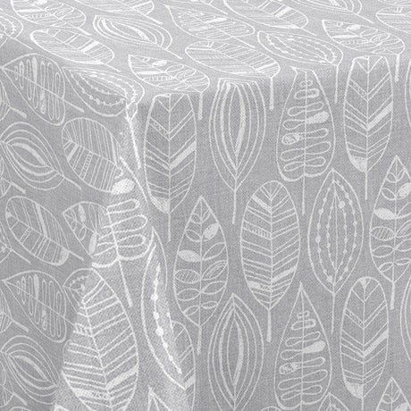 Nordfavn Nordic Leaf Grey – Voksduk med stilisert bladmønster, hjørne