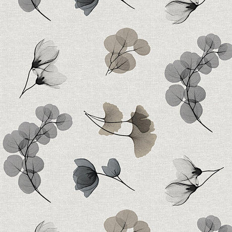 Nordfavn Organza Grey Beige – Voksduk med bladmotiv mønster