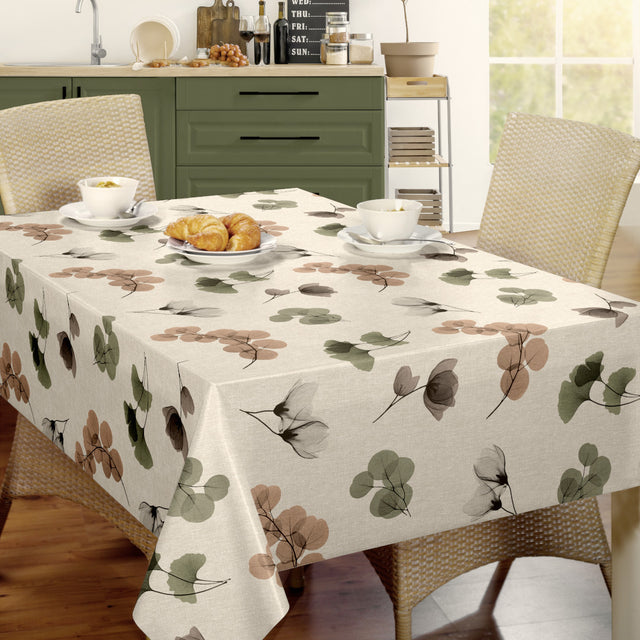 Nordfavn Organza Natur – Voksduk med lett blomster- og bladmotiv