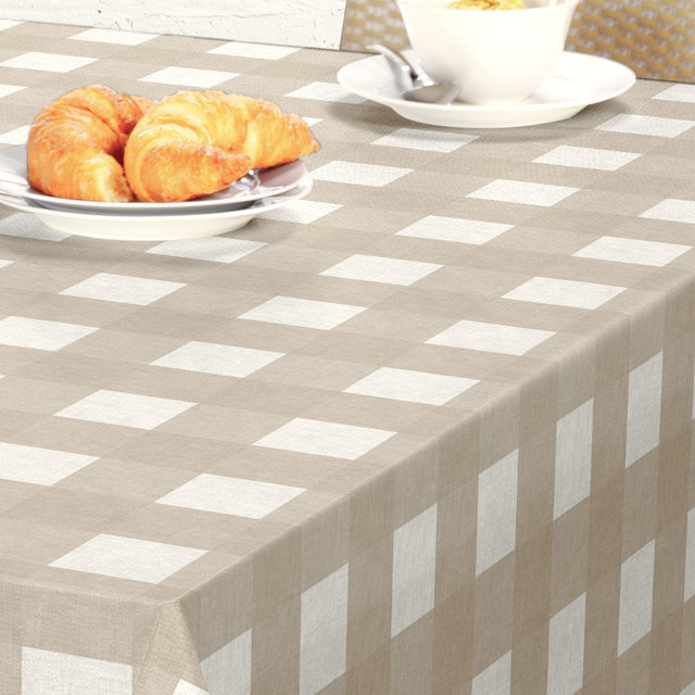 Nordfavn Royal Beige – Voksduk i beige med ruter, detaljer