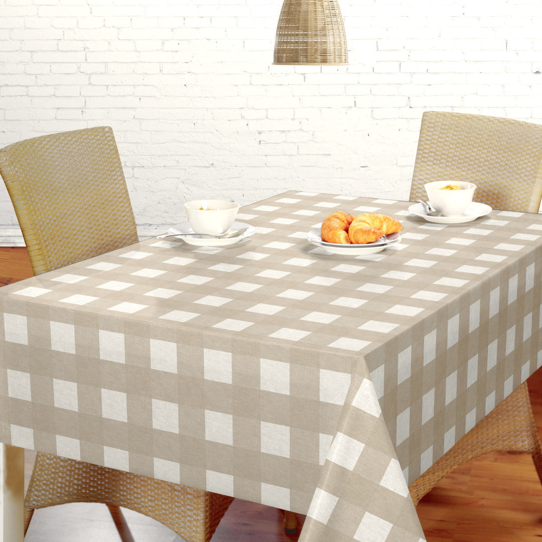 Nordfavn Royal Beige – Voksduk i beige med ruter, kjøkken