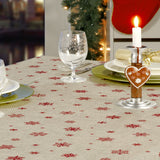 Nordfavn Snowflakes – Julevoksduk med røde snøfnugg og iskrystaller, borddekking