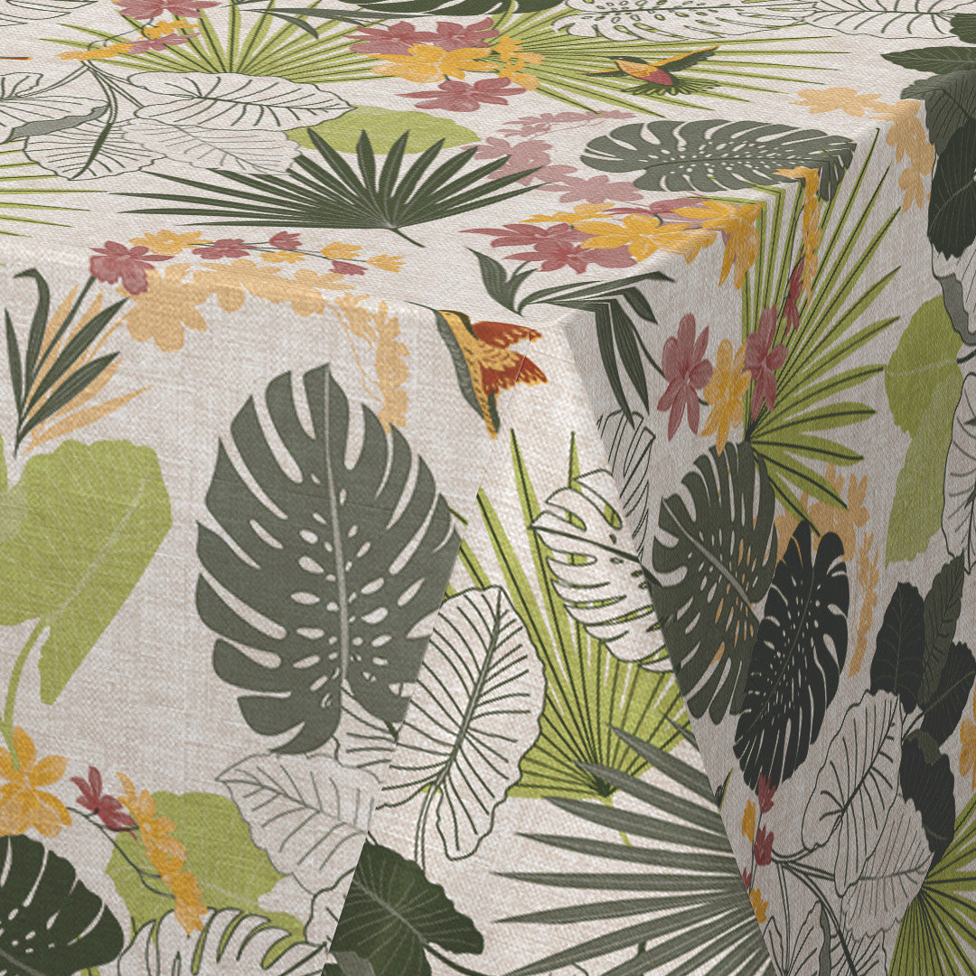 Nordfavn Tropical Kolibri – Voksduk med botanisk mønster, hjørne
