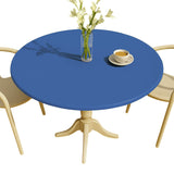 Nordfavn Uni Hav Blå – Ensfarget rund voksduk med strikk