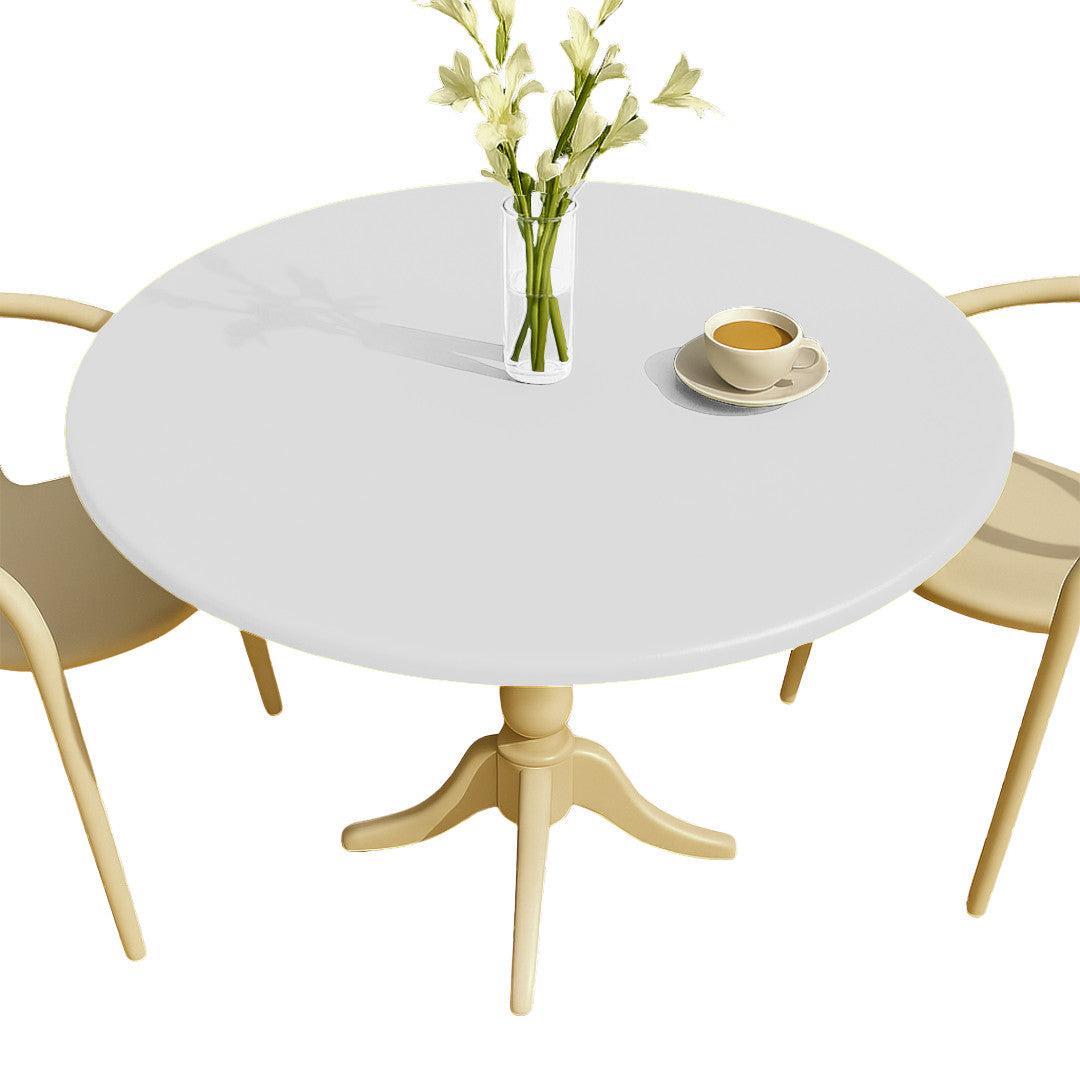 Nordfavn Uni Hvit – Ensfarget rund voksduk med strikk