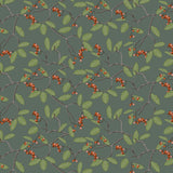 Nordfavn Winter Berry – Julevoksduk med greiner og røde bær, mønster