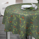 Nordfavn Winter Berry – Rund julevoksduk med greiner og røde bær