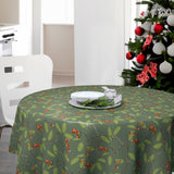 Nordfavn Winter Berry – Rund julevoksduk med greiner og røde bær, miljø