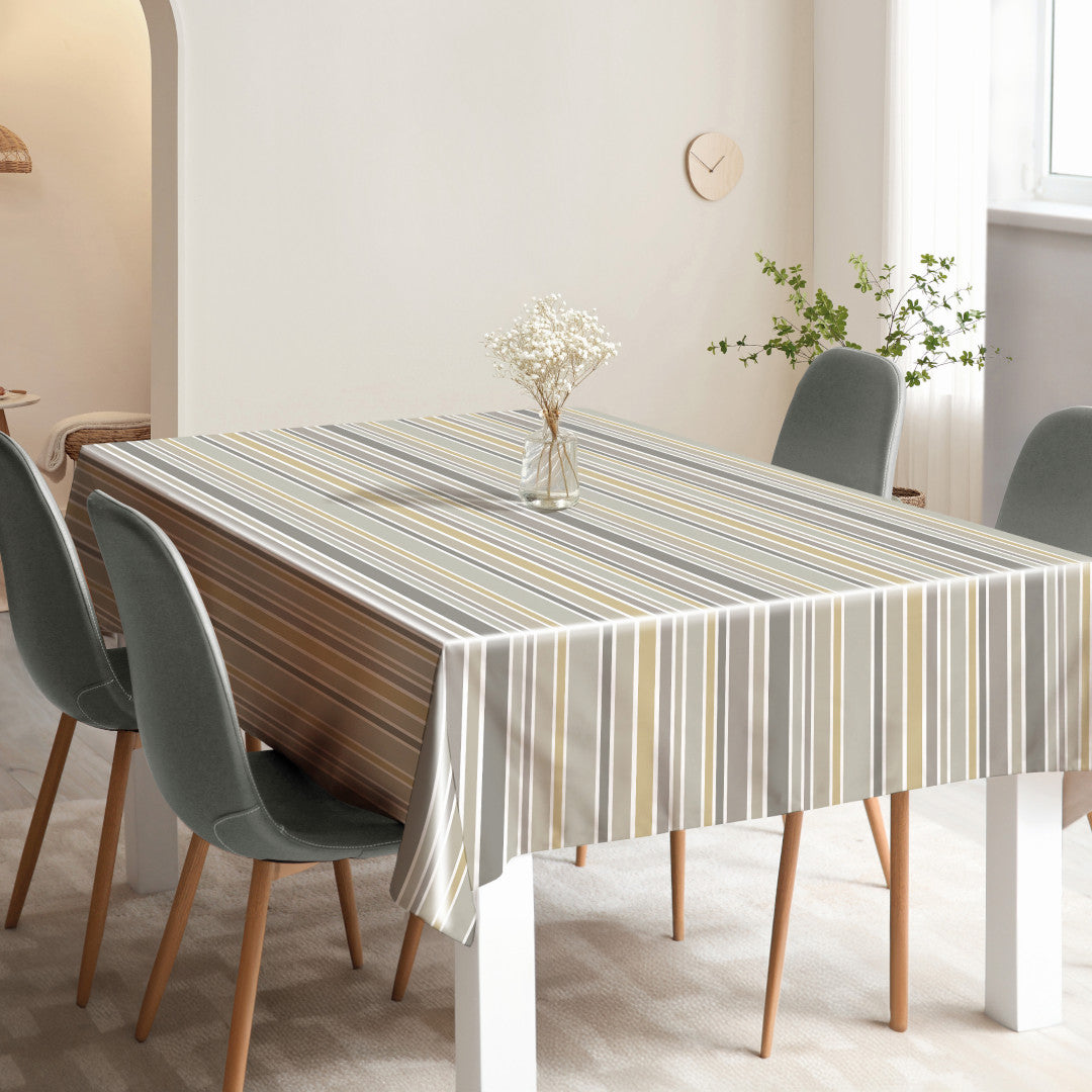 Nordic Stripe Beige – Stripet voksduk med lett struktur miljø