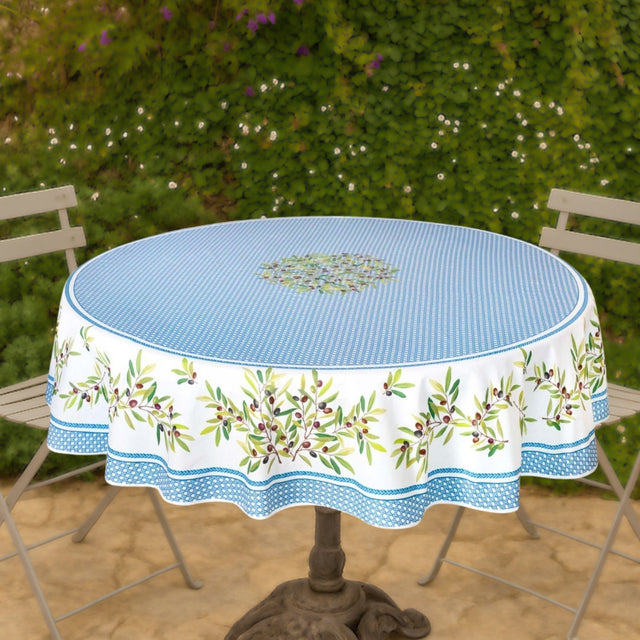 Nyons Blå – Rund akrylbelagt provenceduk Ø 180, miljø