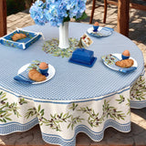 Nyons Blå – Rund akrylbelagt provenceduk Ø 180, borddekking