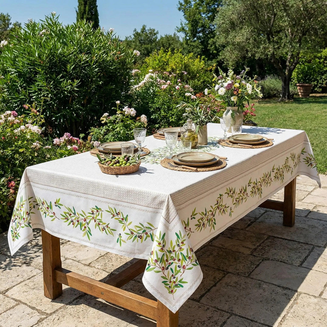 Nyons Ecru - Rektangulær provence-duk 155 x 250 cm