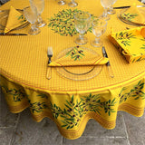 Nyons Gul – Rund akrylbelagt provenceduk Ø 180, borddekking