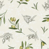 Oil – Akrylduk med olivengreiner i grønne nyanser mønster