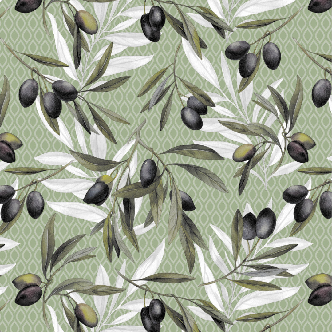 Olive Grove – voksduk med klassisk middelhavsstemning, mønster